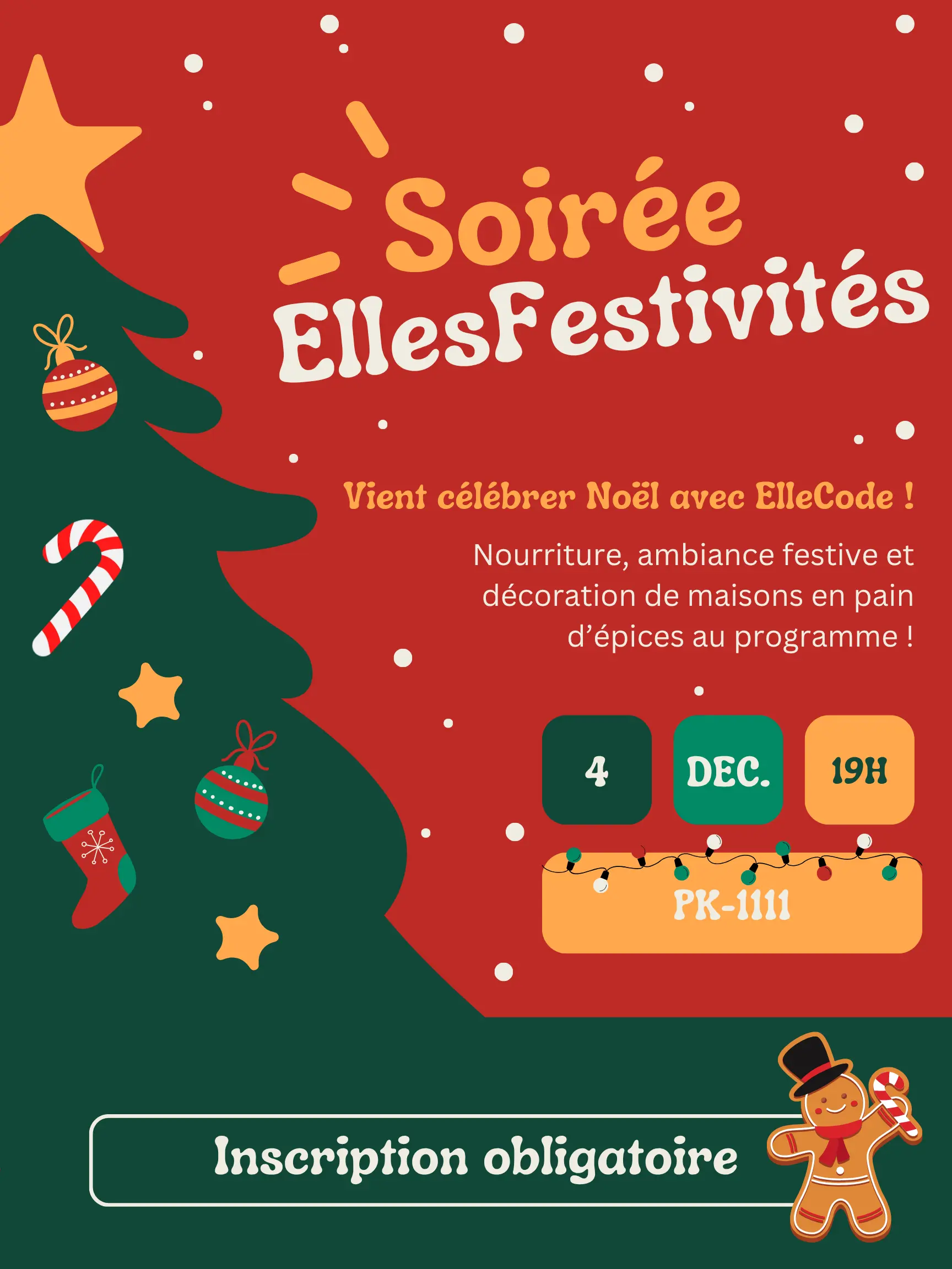 Viens célébrer Noël avec ElleCode ! 4 décembre, 17 heures, au Sain Fractal